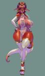  absurd_res anthro big_breasts breasts clothing dragon female genitals hi_res nipples pussy red_body solo suirano_(character) the_lost_artist translucent translucent_clothing wide_hips 