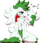 breasts censored cottontail female genitals green_eyes green_hair hair hi_res legendary_pok&eacute;mon nintendo nipples pok&eacute;mon pok&eacute;mon_(species) pussy shaymin sky_forme_shaymin small_breasts video_games white_body 