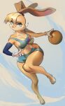  anthro ball basketball_(ball) big_breasts blonde_hair breasts cleavage clothed clothing female hair hi_res lagomorph leporid lola_bunny looney_tunes mammal rabbit solo warner_brothers yuio 