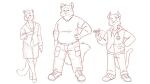  anthro bottomwear cargo_pants clothing domestic_cat felid feline felis female footwear group hand_on_chest heyitscousindave hi_res high_heels male mammal pants shoes skirt smile sneakers spots_(marking) sweatshirt twirling v-neck_shirt 