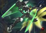  absurdres brave_commander_test_type els english_commentary floating fusion gundam gundam_00 gundam_00_a_wakening_of_the_trailblazer gundam_exia_repair_iv highres holding holding_sword holding_weapon huge_filesize looking_down mecha mobile_suit no_humans open_hand science_fiction shahnmono space sword visor weapon 