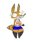  alpha_channel anthro big_breasts bottomwear breasts canid canine clothed clothing derp_eyes female fox hi_res mammal shorts simple_background skunkwerks smile solo supreme topwear transparent_background tube_top 