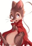  2021 anthro blue_eyes bottomless brown_body brown_fur buckteeth cheek_tuft clothed clothing don_bluth facial_tuft fur head_tuft hi_res light lighting mammal mouse mrs._brisby murid murine open_mouth pink_nose rodent shaded simple_background sitting solo teeth the_secret_of_nimh tohupo tuft whiskers white_background 