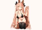  animal_ears bikini blush breasts cleavage fate/extra fate/grand_order fate_(series) foxgirl long_hair pink_hair silver_(chenwen) sketch swimsuit tail tamamo_no_mae_(fate) thighhighs yellow_eyes 