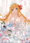  dress fang_qiao no_bra pecorine princess_connect princess_connect!_re:dive see_through wedding_dress 