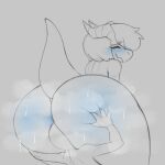  2021 absurd_res anon anthro big_butt blush bodily_fluids butt dragon duo eyes_closed facesitting hair hand_on_butt hi_res horn huge_butt male male/male musk raised_tail rear_view reddrago restricted_palette shoulder_blades simple_background sweat sweaty_butt thick_thighs 