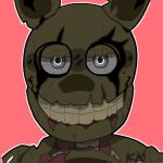  2018 alternate_version_at_source animatronic anthro black_eyes close-up five_nights_at_freddy&#039;s five_nights_at_freddy&#039;s_3 green_body green_ears green_nose grey_sclera half-closed_eyes icon lagomorph leporid long_ears looking_at_viewer low_res machine male mammal multicolored_body multicolored_ears narrowed_eyes notched_ear portrait rabbit red_background robot rotting_teeth scar simple_background smile snazzamazing solo springtrap_(fnaf) teeth torn_body torn_face two_tone_body two_tone_ears video_games 