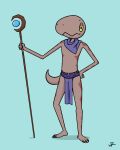  anthro argonian bethesda_softworks bottomwear clothed clothing lizard loincloth magic male pastel reptile scalie skimpy solo staff the_elder_scrolls toony tribal video_games wurzzie 