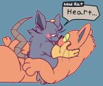  alexclimax anthro blush clothing cupping_head domestic_cat duo english_text felid feline felis gloves handwear heart_(mad_rat_dead) hi_res mad_rat_(character) mad_rat_dead male male/male mammal murid murine rat rodent romantic_couple text 