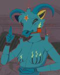  4:5 ba-phomet(character) bed bovid caprine caprine_demon demon digital_media_(artwork) domestic_cat felid feline felis female furniture goat goat_demon helelos_(artist) low_res mammal pixel_(artwork) puppet religion satanic smoke smoking smoking_pipe solo 