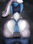  2021 3:4 absurd_res anthro bent_over big_ears black_background black_body black_fur blue_clothing blue_underwear butt camel_toe clothed clothing disney faceless_female female fur gatotorii grey_body grey_fur hi_res judy_hopps lagomorph leporid mammal multicolored_body multicolored_fur pants_down partially_clothed patreon pink_nose police_uniform presenting presenting_hindquarters rabbit rear_view scut_tail simple_background smile solo text thick_thighs thigh_gap topwear twitter underwear uniform url white_body white_fur zootopia 