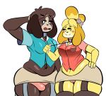  absolute_territory absurd_res animal_crossing anthro blonde_hair bottomwear breasts brother brother_and_sister brown_body bulge camel_toe canid canine canis clothed clothing collar crossdressing curvy_figure domestic_dog female garter_straps genital_outline hair hi_res huge_hips huge_thighs isabelle_(animal_crossing) isolatedartest leash male mammal nintendo panties penis_outline sibling sister skirt slightly_chubby thick_thighs underwear video_games voluptuous wide_hips yellow_body 