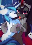  &lt;3 absurd_res black_hair blue_hair crossgender crown duo equid equine eyes_closed fangs female friendship_is_magic hair hasbro hi_res horn king_sombra_(mlp) looking_at_viewer male mammal my_little_pony red_eyes shadowreindeer shining_armor_(mlp) sleeping sound_effects tongue tongue_out unicorn zzz 
