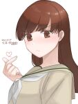  1girl beige_serafuku bobokuboboku brown_eyes brown_hair character_name dated eyebrows_visible_through_hair kantai_collection long_hair looking_at_viewer neckerchief one-hour_drawing_challenge ooi_(kancolle) remodel_(kantai_collection) sailor_collar school_uniform serafuku simple_background solo twitter_username white_background white_neckwear 