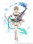  1boy absurdres aqua_eyes aqua_hair ballet ballet_slippers birdcage bow_(instrument) brown_hair cage colored_inner_hair crossdressing crossed_legs detached_sleeves dress eyebrows_visible_through_hair full_body gretel_(sinoalice) hansel_(sinoalice) highres holding holding_instrument instrument ji_no looking_at_viewer multicolored_hair official_art otoko_no_ko see-through sinoalice smile solo square_enix thigh_strap tiptoes violin watson_cross white_background 