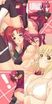  3girls ahoge ass bikini black_legwear blonde_hair blue_eyes blush boots breast_licking breasts cagalli_yula_athha closed_eyes cum cum_on_body cum_on_breasts cum_on_upper_body drinking_straw gundam gundam_seed gundam_seed_destiny knee_boots kneeling large_breasts licking looking_back lunamaria_hawke meyrin_hawke military military_uniform multiple_girls no_panties panties panties_around_one_leg panty_pull pink_hair pink_skirt red_hair short_hair siblings sisters sitting skirt string_bikini swimsuit tanaka_takayuki thighhighs tongue twintails underwear uniform white_panties yellow_eyes 