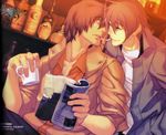  akira_(togainu_no_chi) alcohol cigarette cigarette_kiss coffee facial_hair game_cg kurahana_chinatsu long_sleeves male_focus motomi_(togainu_no_chi) multiple_boys scan smoke smoking stubble togainu_no_chi yaoi 