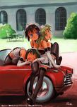  ahoge arm_garter black_hair black_legwear blonde_hair blue_eyes blush car chair closed_eyes collar elbow_gloves gainaxtop gloves grass ground_vehicle kore_ga_watashi_no_goshujin-sama kuramachi_anna long_hair looking_back lying maid maid_headdress motor_vehicle multiple_girls nakabayashi_yoshitaka's_maid_uniform on_side on_vehicle open_mouth outdoors saeki_shouji sawatari_izumi sawatari_mitsuki short_hair sitting sleeping table thighhighs twintails window yellow_eyes 