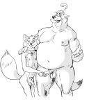  2021 anthro balls canid canine canis disney duo erection fox furronika genitals hi_res humanoid_genitalia humanoid_hands humanoid_penis male male/male mammal moobs navel nipples overweight overweight_male penis robin_hood robin_hood_(disney) sheriff_of_nottingham simple_background white_background wolf 