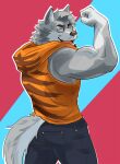  absurd_res anthro biceps canid canine canis clothing digital_media_(artwork) eyewear fur glasses hi_res male mammal muscular muscular_anthro muscular_male naikuma simple_background solo wolf 