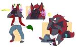  ! 3_fingers 3_toes absurd_res anthro biped bori_(neopets) canid canine claws clothing digitigrade dipstick_ears english_text fangs fauvfox feet finger_claws fingers fur green_body green_fur grey_body grey_claws grey_fur hair head_tuft hi_res inner_ear_fluff jumpstart_games long_hair looking_at_self male mammal mask multicolored_ears neopet_(species) neopets nintendo pok&eacute;mon pok&eacute;mon_(species) red_claws red_hair shirt simple_background sitting solo species_transformation standing surprised_expression tail_tuft text toe_claws toes topwear torn_clothing torn_shirt torn_topwear transformation transformation_sequence tuft tuli_(metrohunter) video_games white_body white_fur yellow_background zoroark 