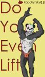  anthro barazoku beastars clothing dyel giant_panda gohin gouhin kapchynskyi lifting male male/male mammal muscular panties solo underwear ursid 