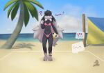  absurd_res anthro beach clothed clothing crossdressing english_text eoks hi_res hybrid klonoa klonoa_(series) male sea seaside solo text video_games water 