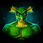  1:1 2021 anthro argonian bethesda_softworks blue_eyes colored digital_drawing_(artwork) digital_media_(artwork) digital_painting_(artwork) glowing green_body light lighting lizard looking_at_viewer male membrane_(anatomy) multicolored_body muscular muscular_anthro muscular_male nude portrait reptile rizonik scales scalie shaded simple_background sketch skyrim smile solo sparkles the_elder_scrolls video_games yellow_body yellow_scales 