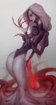  2020 claw_nipples claws demon digital_media_(artwork) digital_painting_(artwork) dreamsinscareden female hair hi_res monster not_furry red_eyes shaded shermugi simple_background small_waist solo tentacles white_hair 