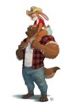  anthro clothed clothing female furrybob grizzlygus group gulonine headgear headwear hi_res jenna_hopps lagomorph leporid male mammal marcus_quickhatch mustelid musteline rabbit scar simple_background wolverine 