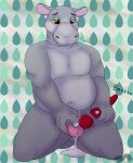  anthro blush bodily_fluids breath chubby_male common_hippopotamus dripping fetishbruary genital_fluids hammond hi_res hippopotamid male mammal masturbation panting precum precum_drip precum_on_ground precum_string solo thatblackfox_(artist) toy wand 