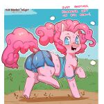  bodily_fluids butt camel_toe chest_tuft clothed clothing cold-blooded-twilight equid equine female feral friendship_is_magic fur hair hasbro hi_res horse mammal my_little_pony pink_body pink_fur pink_hair pinkie_pie_(mlp) pony solo sweat tuft 