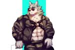 abs anthro brand_new_animal canid canine canis clothed clothing eyewear fur hi_res leather male mammal muscular muscular_anthro muscular_male o_reowoof open_clothing open_shirt open_topwear shirou_ogami shirt solo studio_trigger sunglasses topwear wolf 