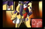  all_fours anthro arms_tied ball_gag bdsm bound breasts canid canine digimon digimon_(species) doggystyle duo female fox from_behind_position gag genitals humanoid imp impmon impregnation jorge-the-wolfdog male male/female mammal nipples penetration pussy renamon sex vaginal vaginal_penetration 