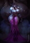  areola big_breasts breasts elf female hi_res huge_breasts humanoid humanoid_pointy_ears looking_at_viewer mister69m nipples solo thick_thighs wide_hips 