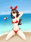  absurdres amber_(genshin_impact) baron_bunny_(genshin_impact) beach bikini genshin_impact goggles highres md5_mismatch resolution_mismatch snowbroke source_smaller summer swimsuit wet 