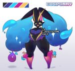  anthro black_body blue_body breasts cosmog female genitals hi_res hybrid legendary_pok&eacute;mon lopunny meowcaron nintendo pok&eacute;mon pok&eacute;mon_(species) pussy solo standing thick_thighs video_games 