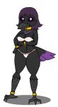  anthro avian bird clothing collar corvid corvus_(genus) crow female nidrog oscine passerine shcackles solo underwear 