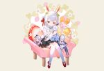  animal_ears bunny_ears bunnygirl doll flowers gray original red_eyes shirt short_hair skirt tail thighhighs white_hair yamiko zettai_ryouiki 