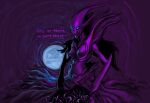  blue_eyes bodily_fluids breasts detailed_background dota female humanoid meandraco mercurial_the_spectre not_furry nude purple_body smile solo spirit spreading tentacles text video_games 