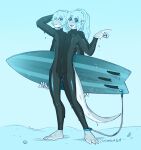  anthro caninelove dragon horn humanoid_pointy_ears male multi_arm multi_head multi_limb plantigrade ramzryu standing surfboard thick_tail wetsuit 