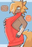  2021 anthro balls barely_visible_balls barely_visible_genitalia blue_background blue_eyes brown_body brown_fur bulge clothing dialogue english_text equid equine fur genital_outline genitals hi_res horse male mammal meme meme_clothing penis_outline simple_background solo speech_bubble sweater text topwear virgin_killer_sweater zander_(zhanbow) zhanbow 