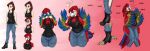  anthro avian beak bird boots bottomwear breast_expansion breasts brown_hair clothing confusion denim denim_clothing english_text expansion feathered_wings feathers female footwear gradient_background hair hip_expansion humanoid jeans multicolored_body multicolored_feathers pants parrot simple_background solo species_transformation stunsetting tail_feathers text topwear torn_clothing transformation wings 