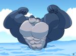  abs angry anthro biceps big_muscles fish flexing grin huge_muscles hyper hyper_muscles male marine muscular muscular_anthro muscular_male pecs sea shark sharko smile solo talegas teeth toony water zig_and_sharko 