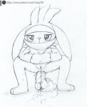  big_ears blush bodily_fluids clothed clothing crouching feces female genital_fluids genitals lagomorph leporid mammal nintendo partially_clothed peeing pok&eacute;mon pok&eacute;mon_(species) pooping pussy rabbit raboot scat sketch solo urine video_games watersports yang_(artist) 