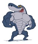  abs analon_(artist) anthro biceps fin fish grey_body male marine muscular muscular_anthro muscular_male open_mouth pecs pose shark sharko smile solo teeth zig_and_sharko 