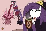  absurd_res anthro avian beverage bird blush blush_lines bound coffee demon duo eyes_closed female forced grishnax helluva_boss hi_res male male/female octavia_(vivzmind) owl owl_demon plant smile stolas_(vivzmind) submissive submissive_male tentacles 