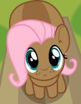  alternate_species badumsquish blue_eyes fluttershy_(mlp) friendship_is_magic hair hi_res high-angle_view looking_at_viewer looking_up mammal my_little_pony pink_hair rodent sciurid smile solo 