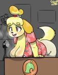  absurd_res animal_crossing bodily_fluids breasts canid canine canis domestic_dog female hi_res isabelle_(animal_crossing) mammal nintendo seejay shih_tzu sweat toy_dog video_games 