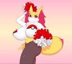  2021 3d_(artwork) 3d_animation animated anthro big_breasts bikini bikini_top blush braixen breasts cheerleader clothing digital_media_(artwork) dipstick_tail eyebrows fan_character female fur high_framerate holding_object huge_breasts ikugo_(artist) inner_ear_fluff jiggle looking_at_viewer multicolored_tail nintendo pok&eacute;mon pok&eacute;mon_(species) pom_poms red_eyes red_nose ribbons seraphine_(roflfox) shaking_hips short_playtime smile solo stick swimwear tuft video_games white_body white_fur yellow_body yellow_fur 